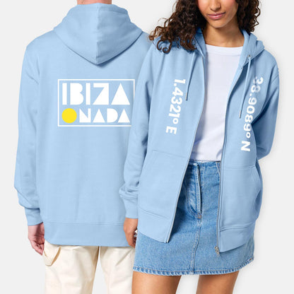 UnisexHoodie mit Reißverschluss Ibiza-Koordinaten